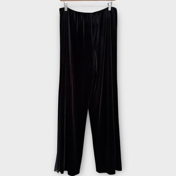 Alex Evenings Black Velvet Wide Leg Sheer Side Panel Pants L - Picture 3 of 10